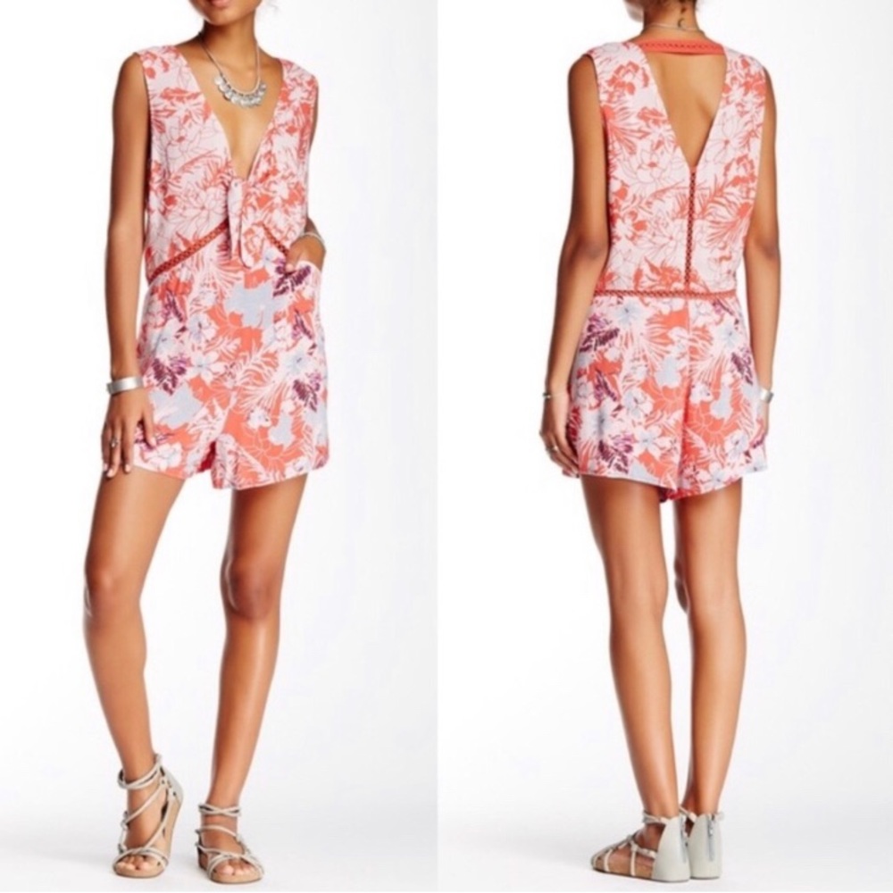 Free People Santiago floral shorts romper.